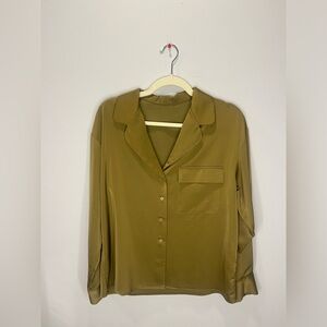 Olive Green Satin Shirt